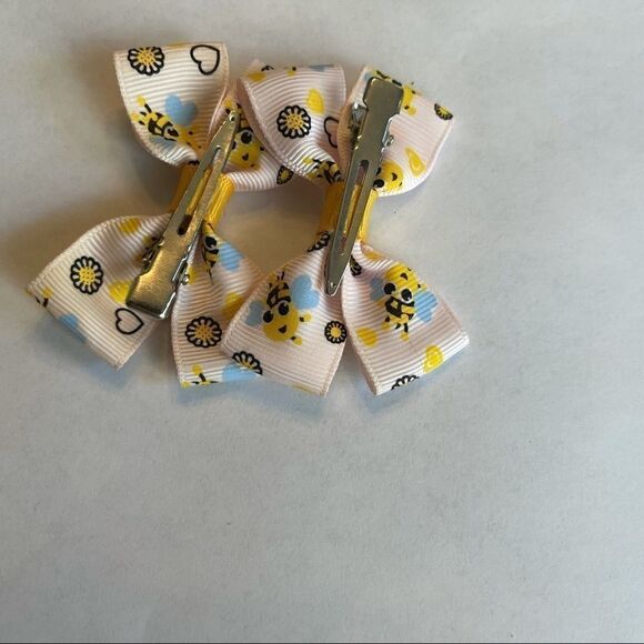 Bow pair hair bows accessories Honey bee love NEW - Picture 9 of 14